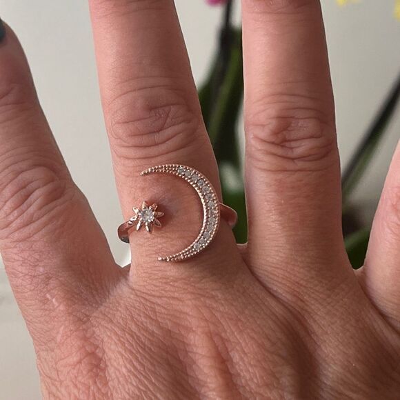 The Starry Night Sterling Silver adjustable ring w rose gold plating - Picture 1 of 5